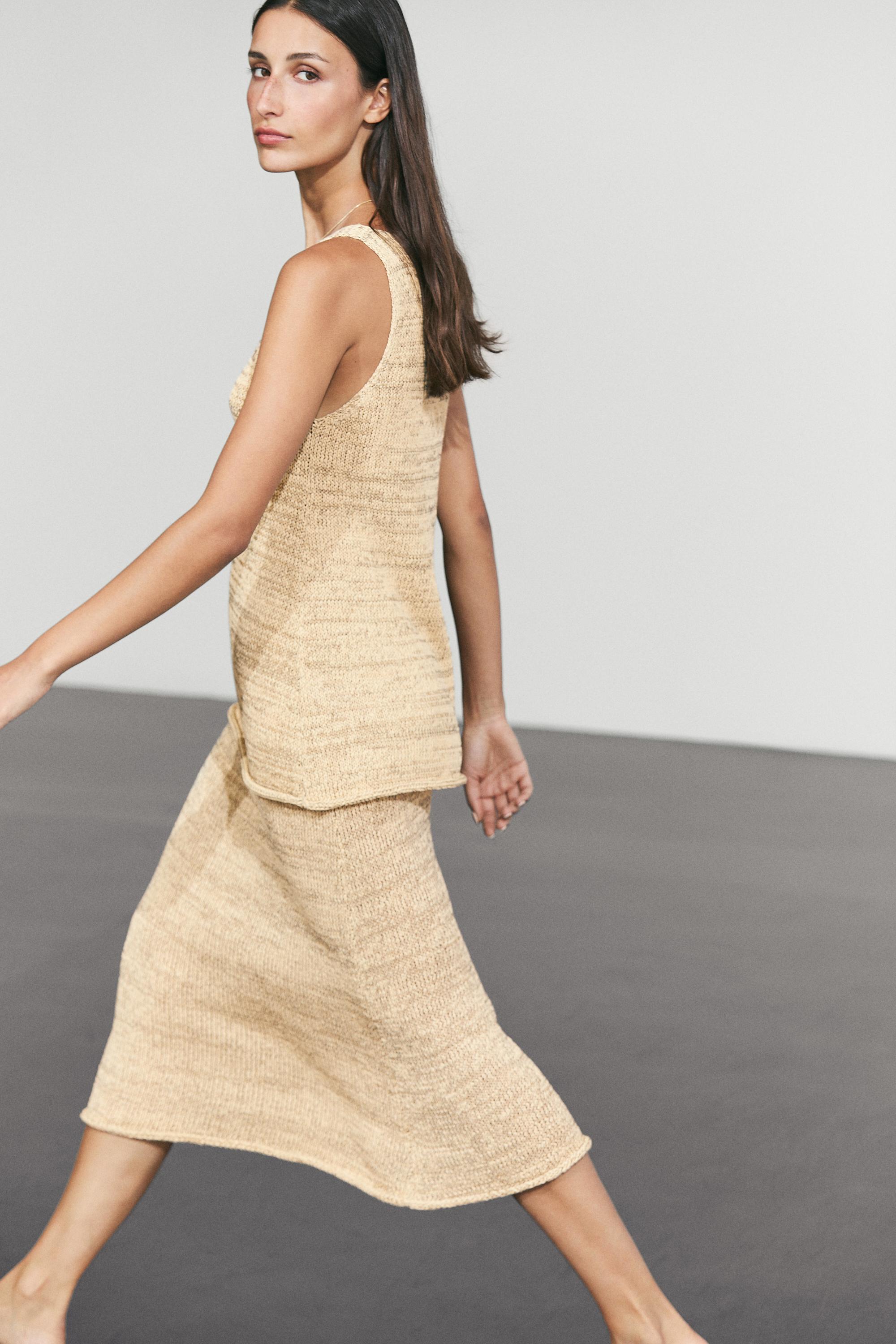 Marl cotton blend knit midi co-ord skirt